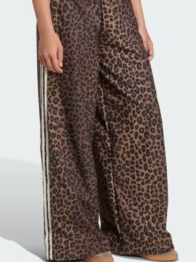 adidas Originals Brown Leopard Leggings with White Stripe Trim